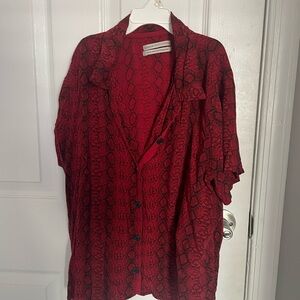 Urban Outfitters Red and Black Snake Pattern Shirt